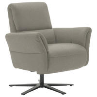 RELAXSESSEL Echtleder Relaxfunktion, Kopfteilverstellung, Nackenkissen    - Hellgrau/Schwarz, Design, Leder/Metall (81/118/82cm) - Schöner Wohnen