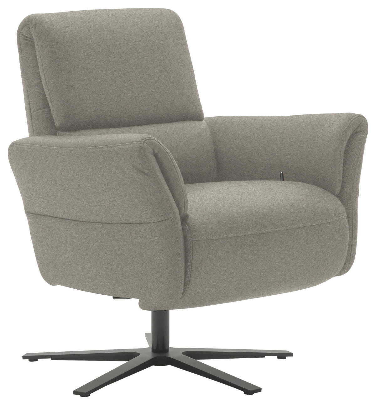 RELAXSESSEL Echtleder Relaxfunktion, Kopfteilverstellung, Nackenkissen    - Hellgrau/Schwarz, Design, Leder/Metall (81/118/82cm) - Schöner Wohnen