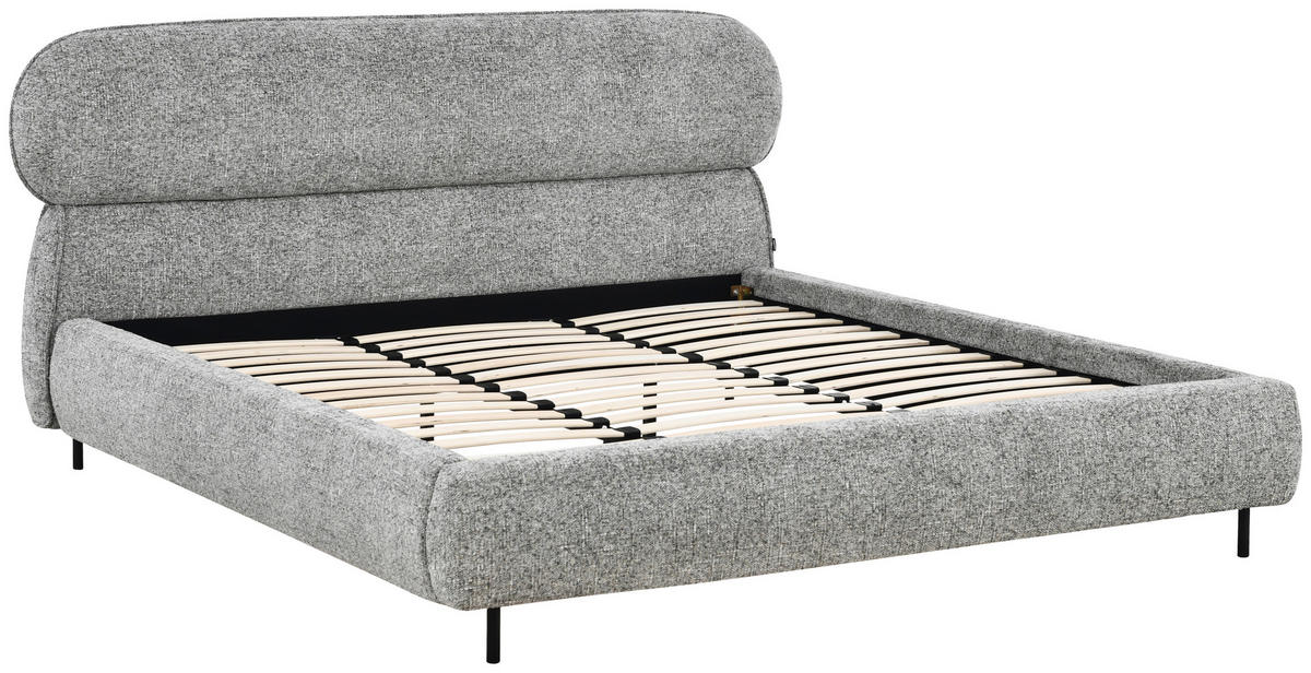 POLSTERBETT 180/200 cm,  in Eichefarben, gepolstertes Kopfteil, Lattenrost,  - Eichefarben/Schwarz, Design, Holz/Textil (180/200cm) - Boxxx