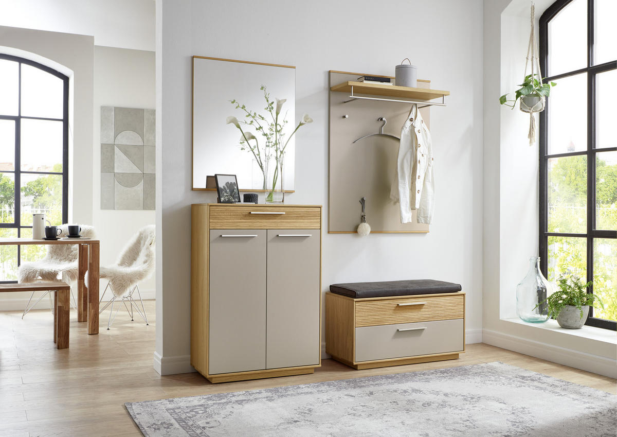 GARDEROBE 5-teilig  in 170/195/40 cm  - Taupe/Eichefarben, Design, Glas/Holz (170/195/40cm)