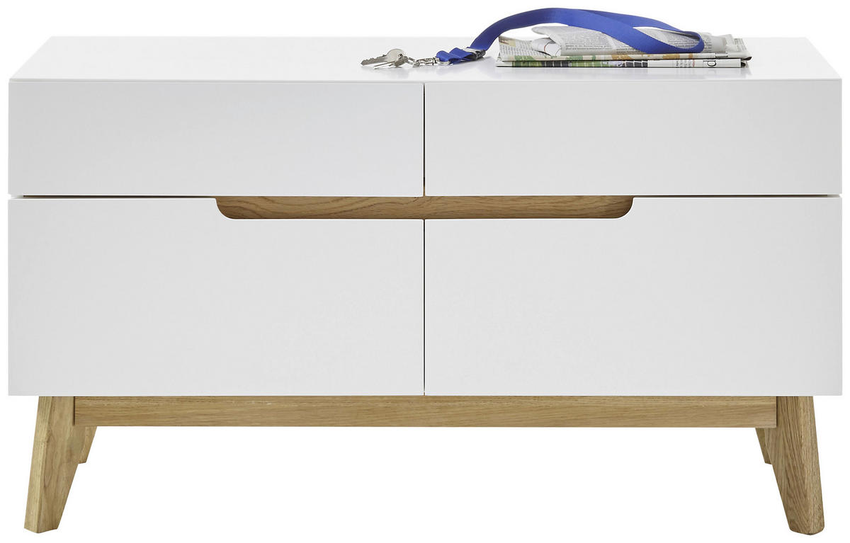 SCHUHBANK Naturfarben, Weiß  - Weiß/Naturfarben, Design, Holz (97/53/40cm) - Livetastic