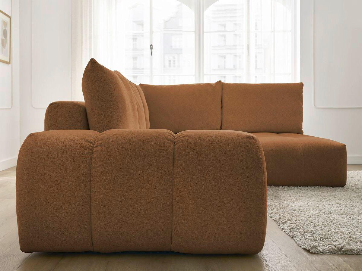 ECKSCHLAFSOFA EVEREST  mit Rücken echt, Armteil links, Armteil rechts Flachgewebe Orange  - Schwarz/Orange, MODERN, Kunststoff/Textil (320/212cm)