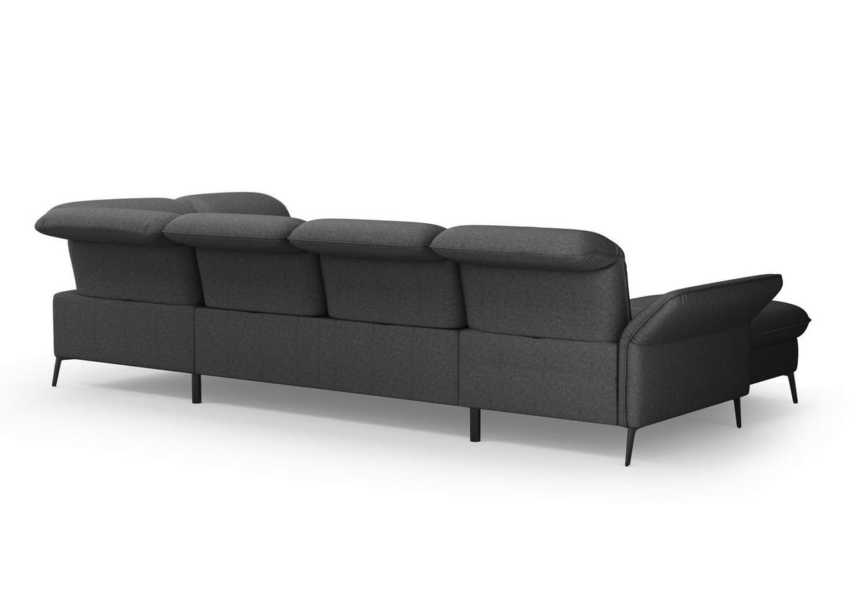 WOHNLANDSCHAFT in Flachgewebe Dunkelgrau  - Dunkelgrau/Schwarz, Konventionell, Textil/Metall (198/359/231cm) - Sit & More