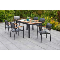 GARTENTISCHGRUPPE Aluminium  - Graphitfarben/Naturfarben, KONVENTIONELL, Kunststoff/Metall - Gardenson