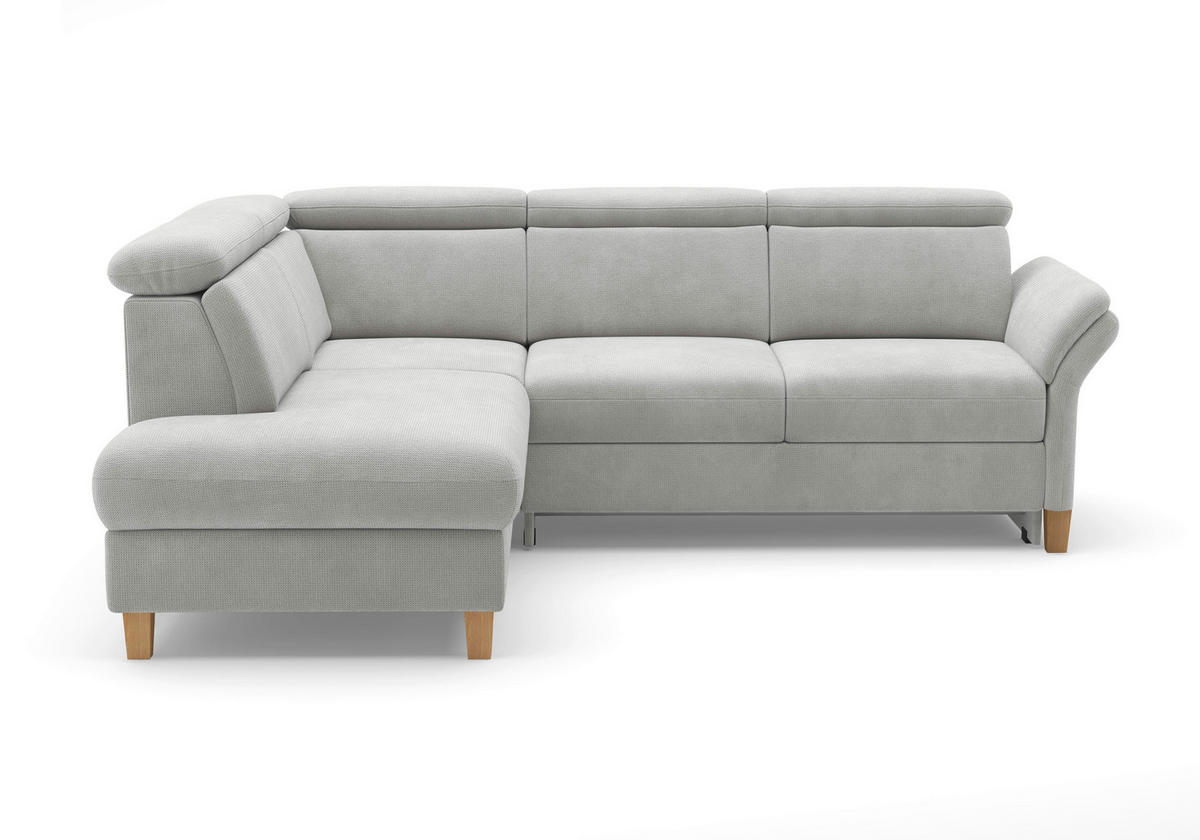 ECKSOFA GLENDALE E Silberfarben Flachgewebe  - Eichefarben/Silberfarben, KONVENTIONELL, Holz/Textil (193/247cm) - Sit & More