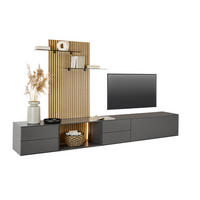 WOHNWAND  in Anthrazit, Eichefarben  321/160/50 cm  - Eichefarben/Anthrazit, Design, Glas/Holz (321/160/50cm) - Dieter Knoll