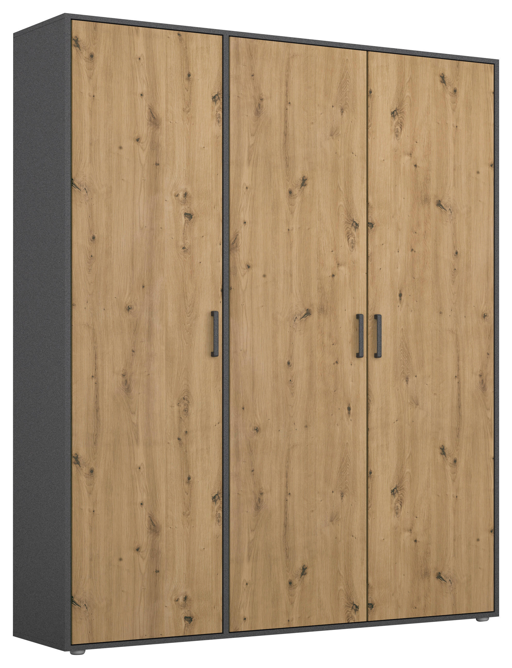 DREHTÜRENSCHRANK 140/194/53 cm,  in Grau, Eiche Artisan, 3 Tür(en)  - Eiche Artisan/Grau, MODERN, Holzwerkstoff/Kunststoff (140/194/53cm) - Rauch Möbel