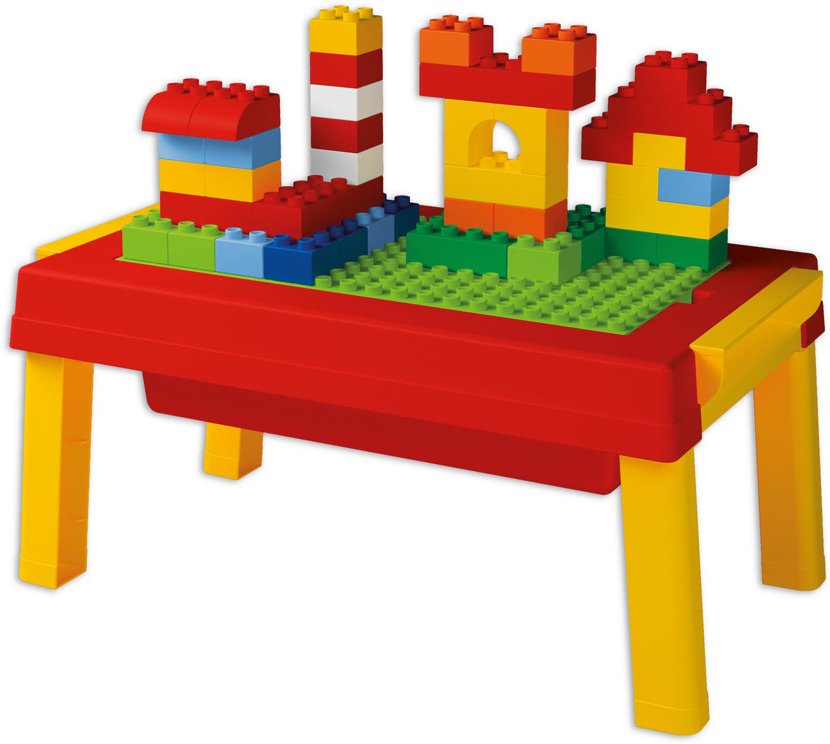 SPIELTISCH inkl. 50 Bausteine - Multicolor, Basics, Kunststoff (41/10/25cm)