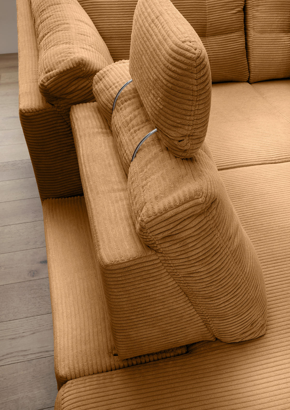 ECKSOFA in Cord Goldfarben  - Goldfarben/Naturfarben, Modern, Holz/Textil (206/274cm) - Livetastic