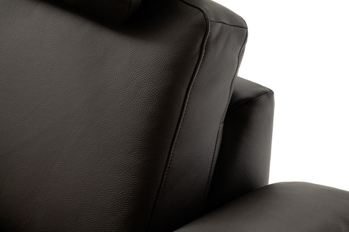 ECKSOFA in Echtleder Dunkelbraun  - Chromfarben/Dunkelbraun, Design, Leder/Metall (200/271cm) - Pure Home Lifestyle