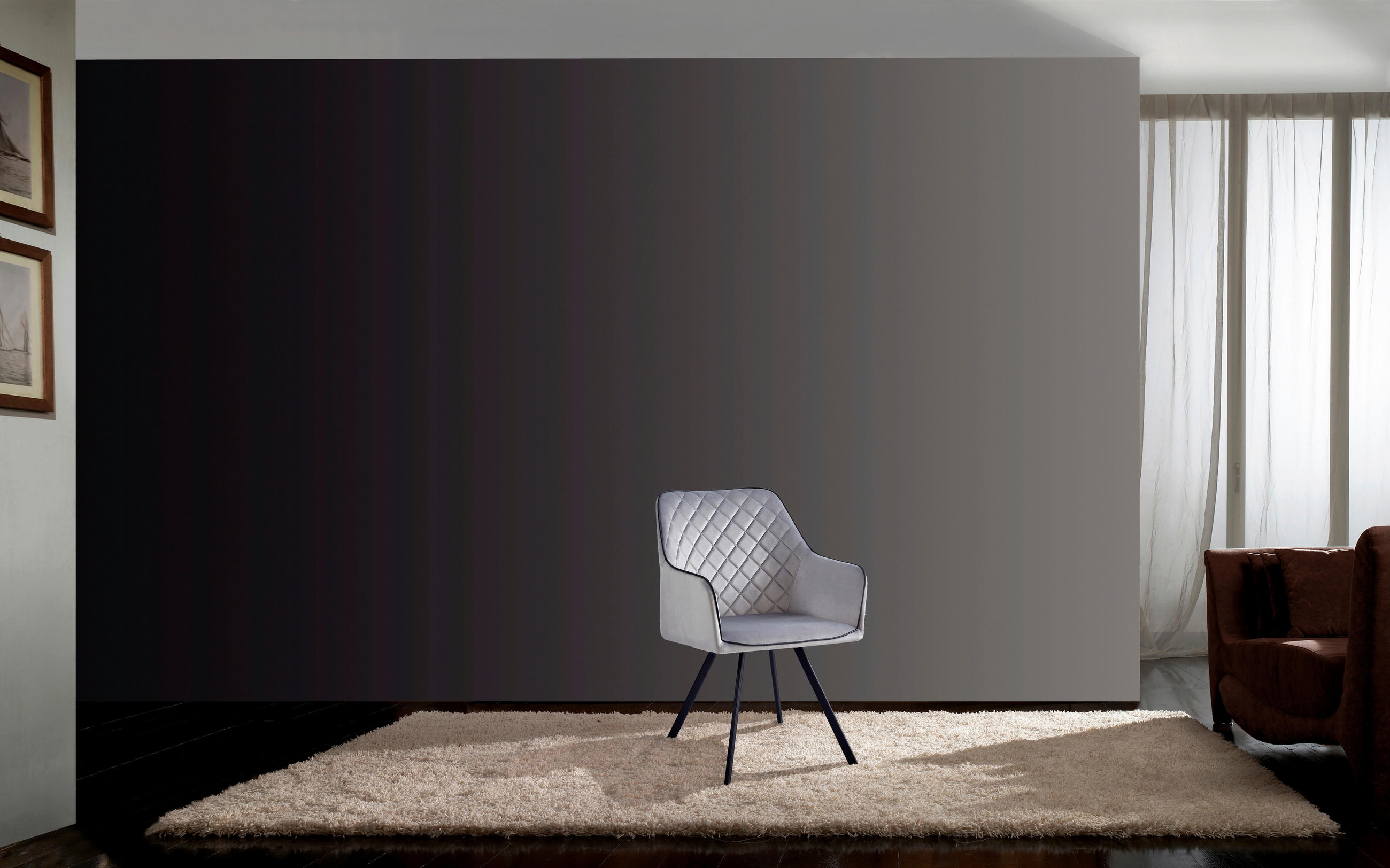 STOLIČKA S PODRÚČKAMI, zamat, sivá - sivá, Modern, kov/textil (58/85/64,5cm) - MID.YOU