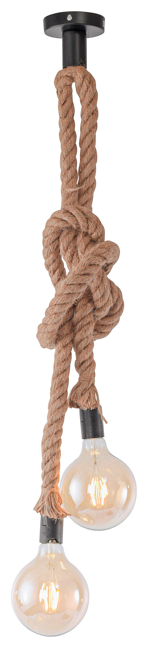 HÄNGLAMPA ROPE 10/155 cm  - svart, Trend, metall/naturmaterial (10/155cm)