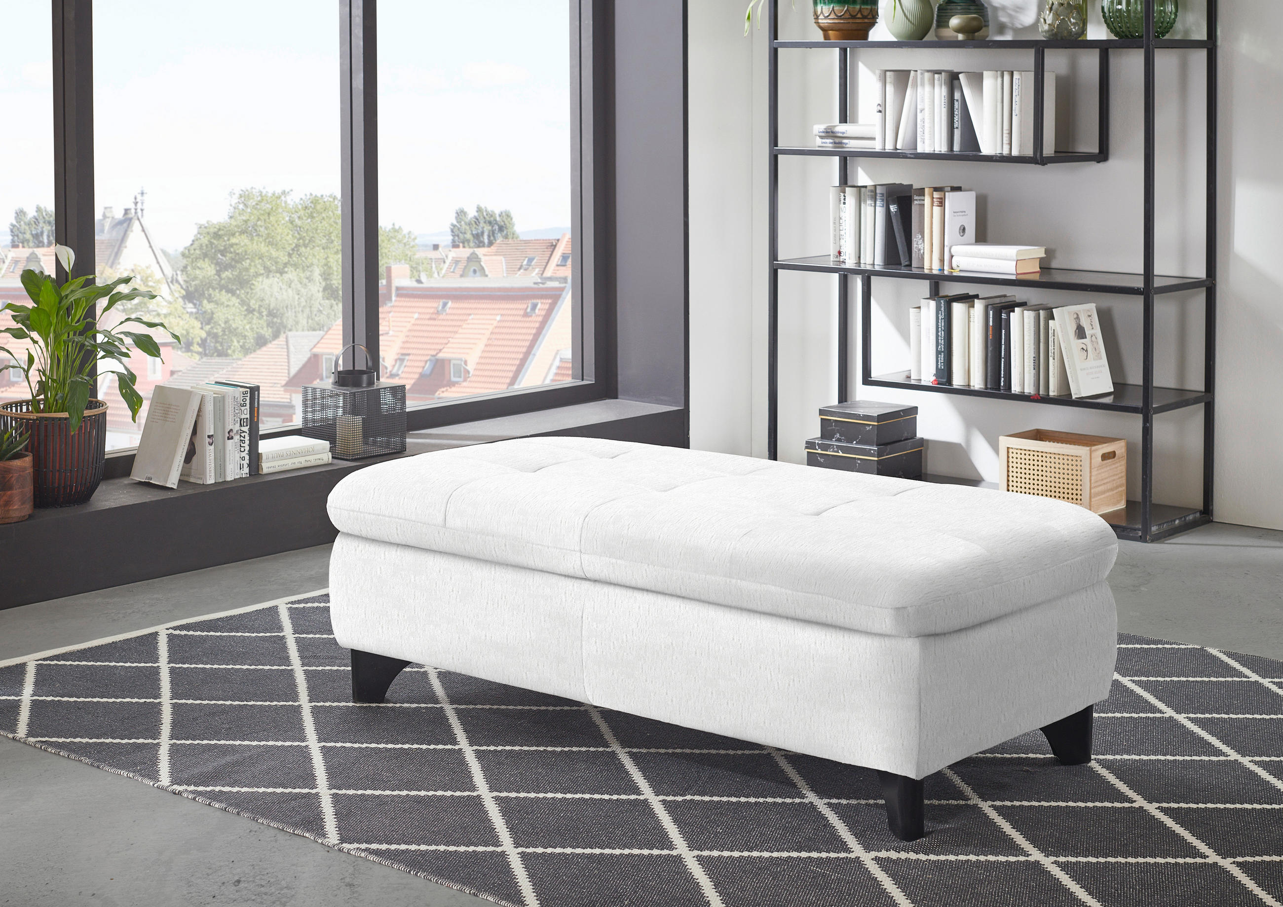 PALL i textil vit  - vit/svart, Klassisk, metall/textil (60/45/60cm) - MID.YOU