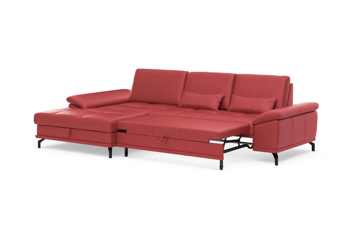 ROHOVÁ SEDAČKA, kůže, červená - černá/červená, Basics, kov/kůže (176/301cm) - Sit & More