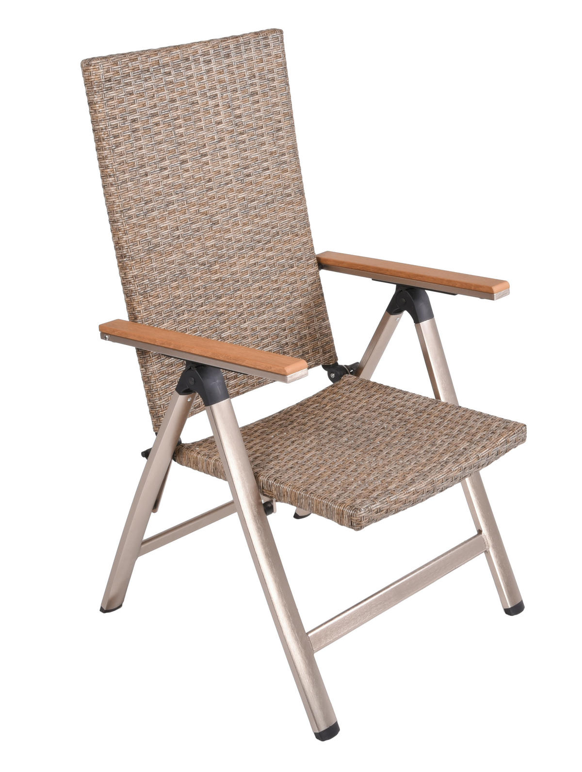 GARTENSTUHL Aluminium Champagner, Graubraun  - Champagner/Graubraun, Basics, Kunststoff/Metall (59/108/70cm) - Gardenson