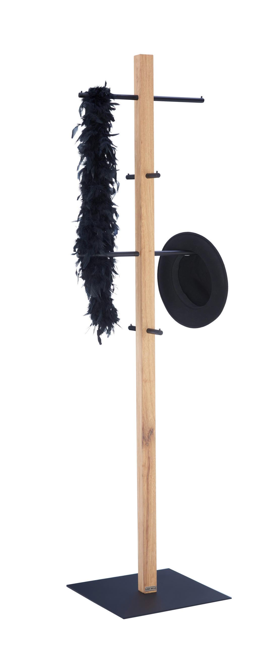 KLEIDERSTÄNDER in Schwarz, Eichefarben 45/174,9/40 cm   - Eichefarben/Schwarz, Natur, Holz (45/174,9/40cm) - Linea Natura