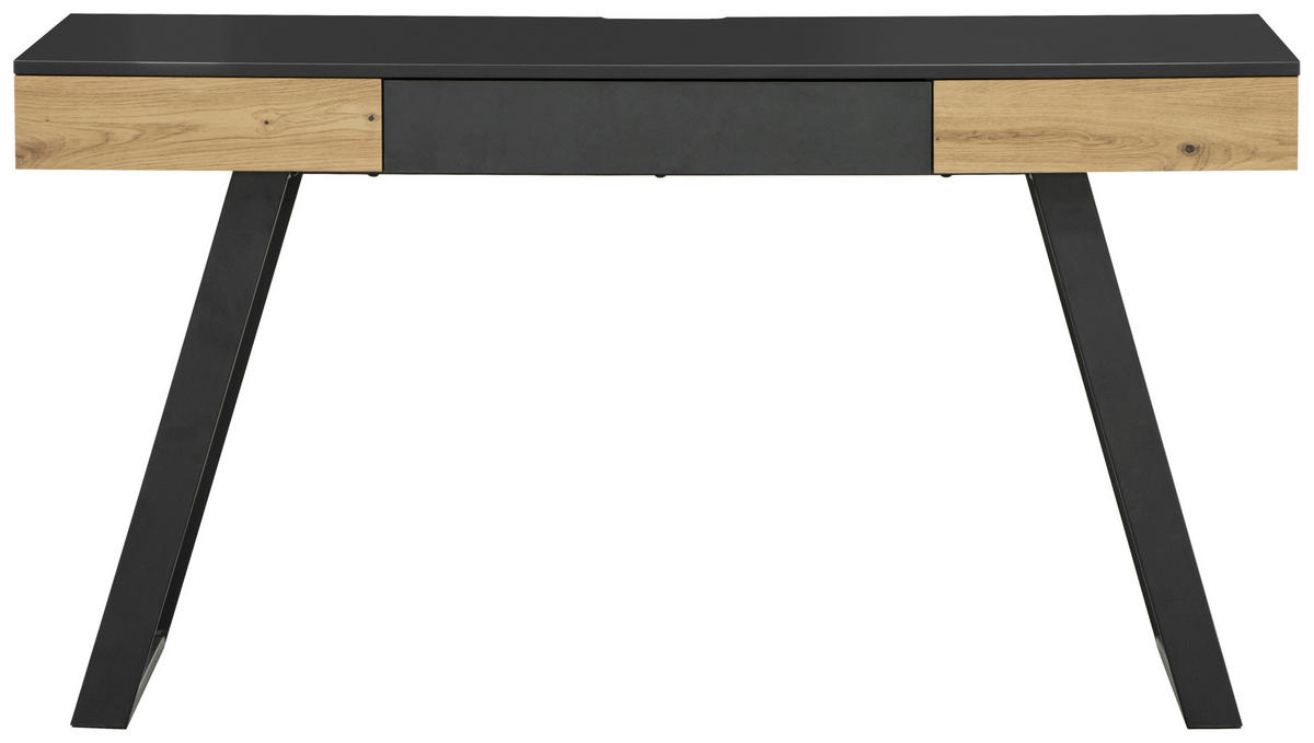 SCHREIBTISCH 140/60/76 cm  in Grau, Eichefarben  - Eichefarben/Grau, MODERN, Holzwerkstoff/Metall (140/60/76cm) - MID.YOU