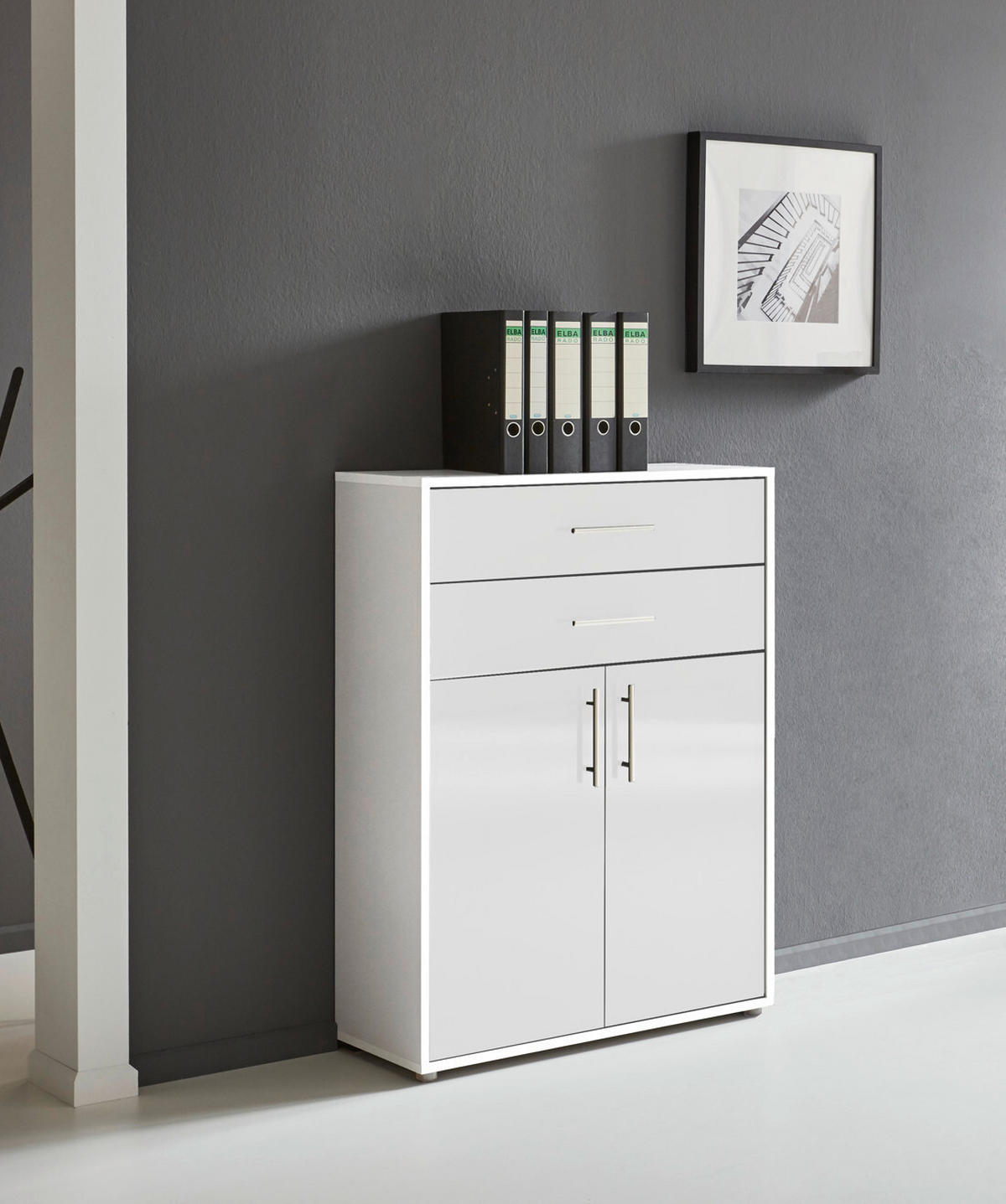 AKTENSCHRANK Weiß, Weiß Hochglanz  - Weiß Hochglanz/Weiß, MODERN, Holzwerkstoff (168,8/113,6/33cm) - MID.YOU