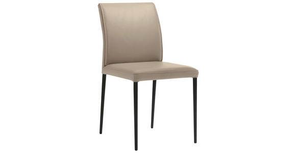 STUHL Echtleder Khaki  - Khaki/Schwarz, Design, Leder/Metall (46/87/58cm) - Johann Jakob