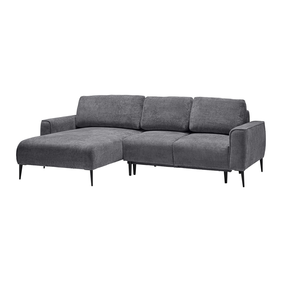 ECKSOFA in Webstoff Anthrazit  - Anthrazit/Schwarz, Modern, Textil/Metall (164/255cm) - MID.YOU