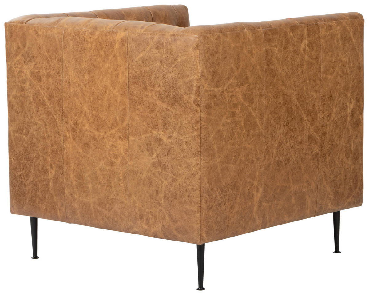 CHESTERFIELD-SESSEL Echtleder Cognac  - Cognac/Schwarz, LIFESTYLE, Leder/Metall (78/81/73,5cm) - Livetastic