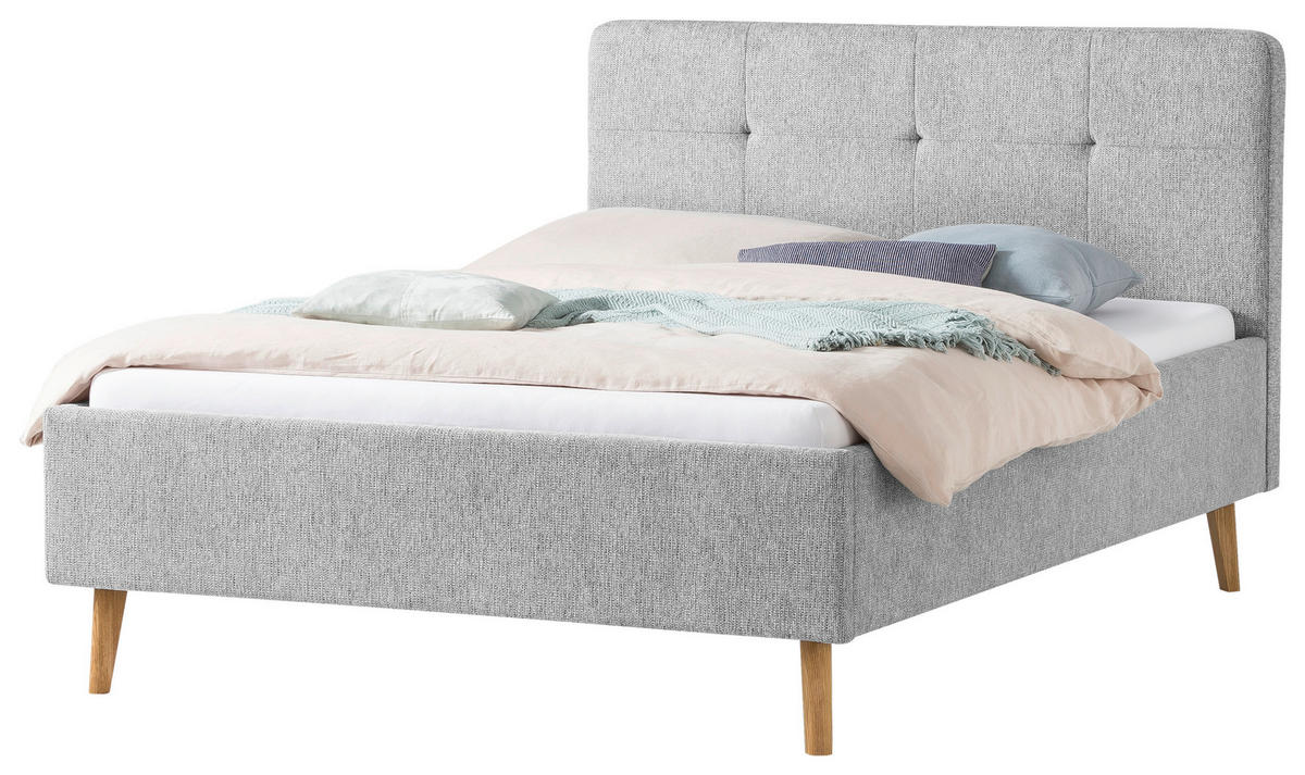 POLSTERBETT 140/200 cm, inkl.  in Grau  - Eichefarben/Grau, Basics, Holz/Textil (140/200cm) - Boxxx