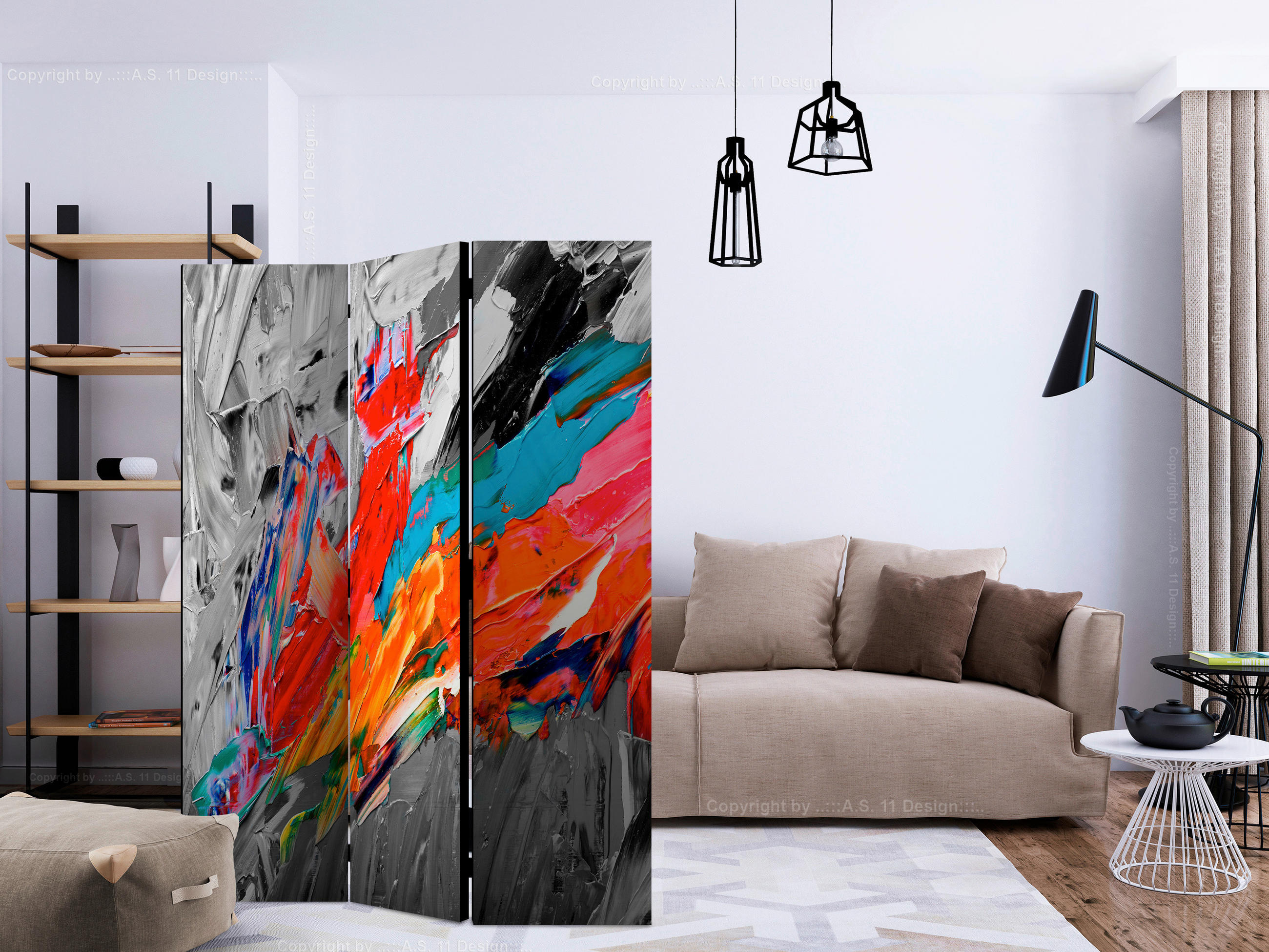 SKÄRMVÄGG  i trä, textil  pärlemor  - pärlemor, Basics, trä/textil (135/172/3cm) - artgeist