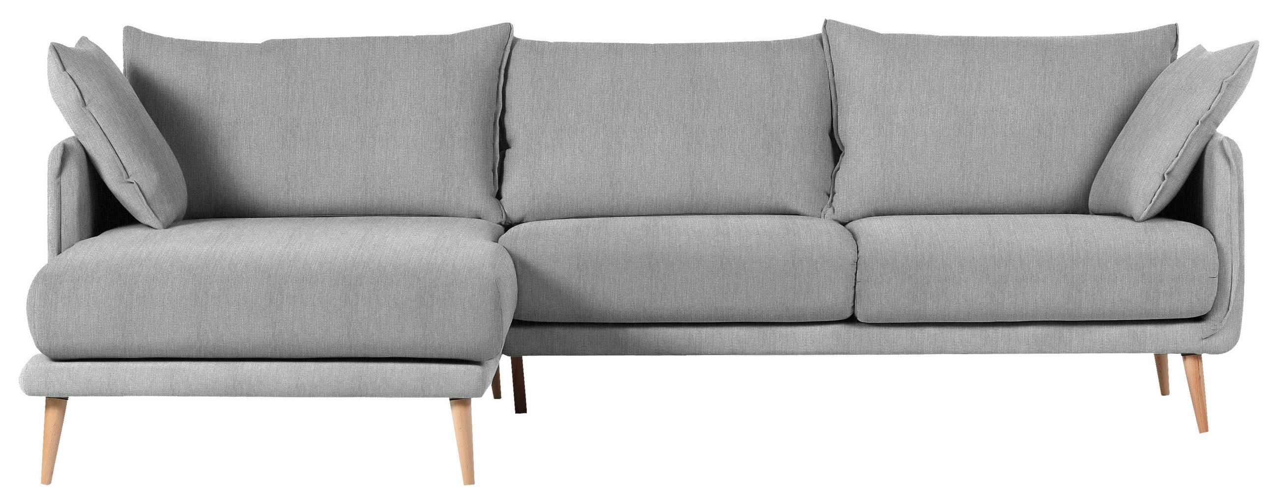 ECKSOFA in Mikrofaser Grau  - Buchefarben/Grau, Design, Holz/Textil (160/270cm) - MID.YOU