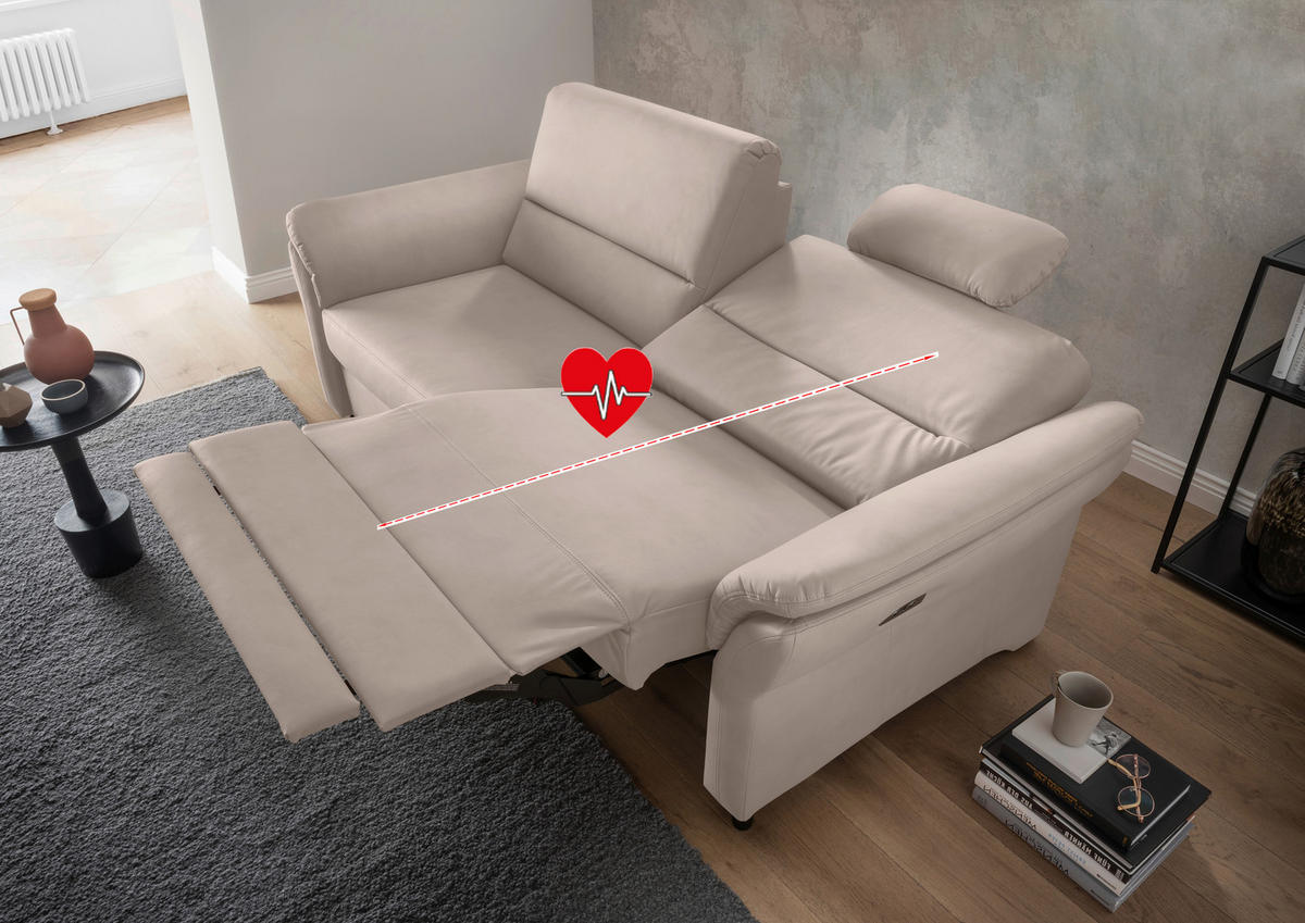 3-SITZER-SOFA Lederlook Beige  - Beige/Schwarz, MODERN, Holz/Textil (192/90/89cm) - Livetastic