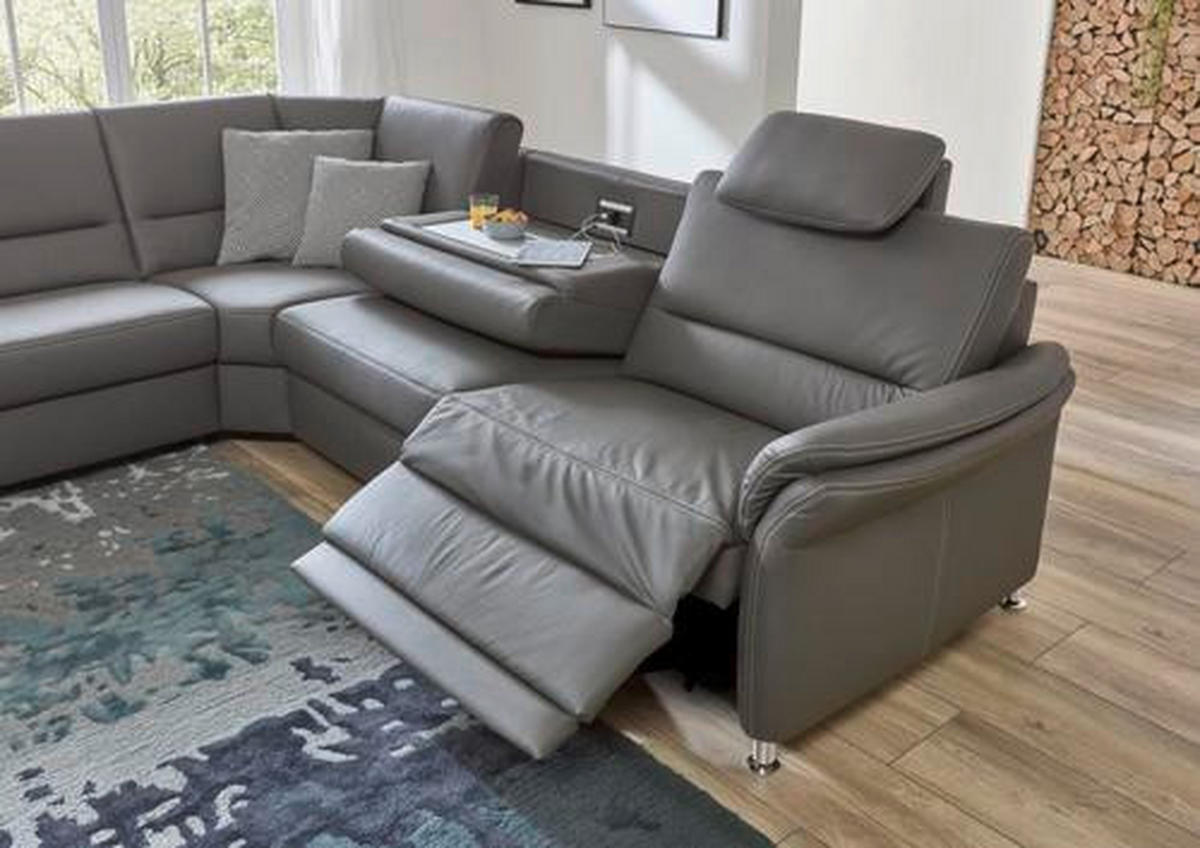 HÖRNSOFFA i äkta läder grå  - beige/ljusgrå, Design, metall/läder (249/288cm) - Beldomo Premium