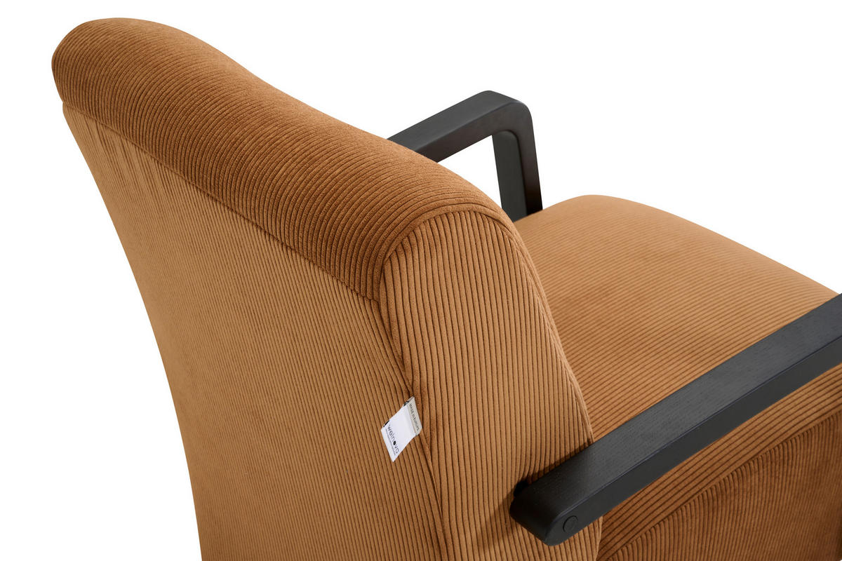 SESSEL in Mikrofaser Cognac  - Cognac/Schwarz, Design, Holz/Textil (64/81/83cm) - Welnova