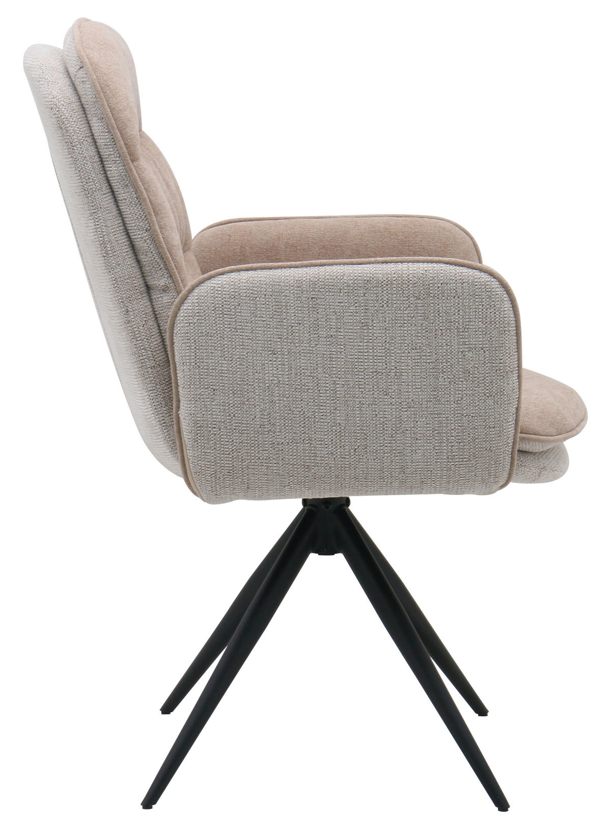 ARMLEHNSTUHL  Sitzfläche 360° drehbar Webstoff  Schwarz, Beige, Beigebraun  - Beige/Beigebraun, MODERN, Textil/Metall (62.5/99/71cm) - Livetastic