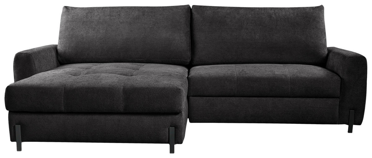 ECKSOFA in Struktur Anthrazit  - Anthrazit/Schwarz, Design, Textil/Metall (162/265cm) - MID.YOU