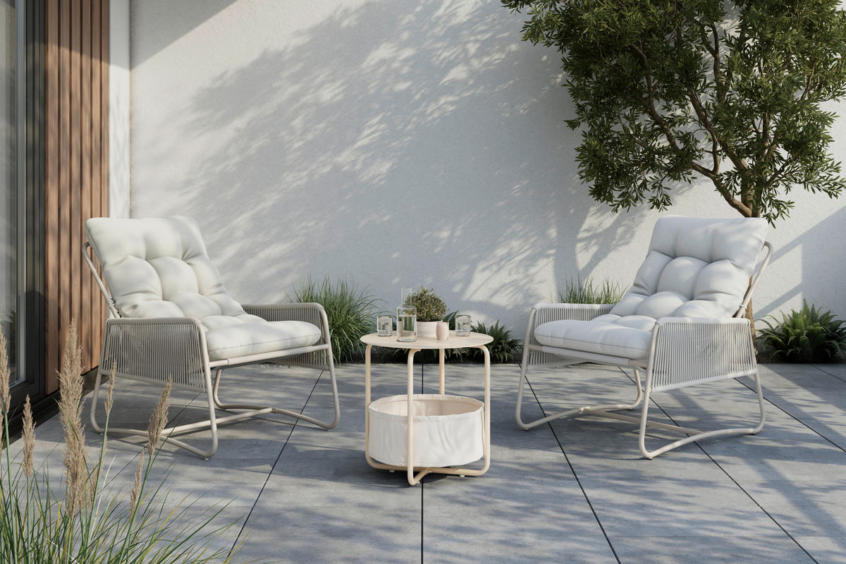 LOUNGESESSEL Beige Stahl  - Beige, MODERN, Kunststoff/Textil (68,5/84,5/96cm) - Ambia Garden