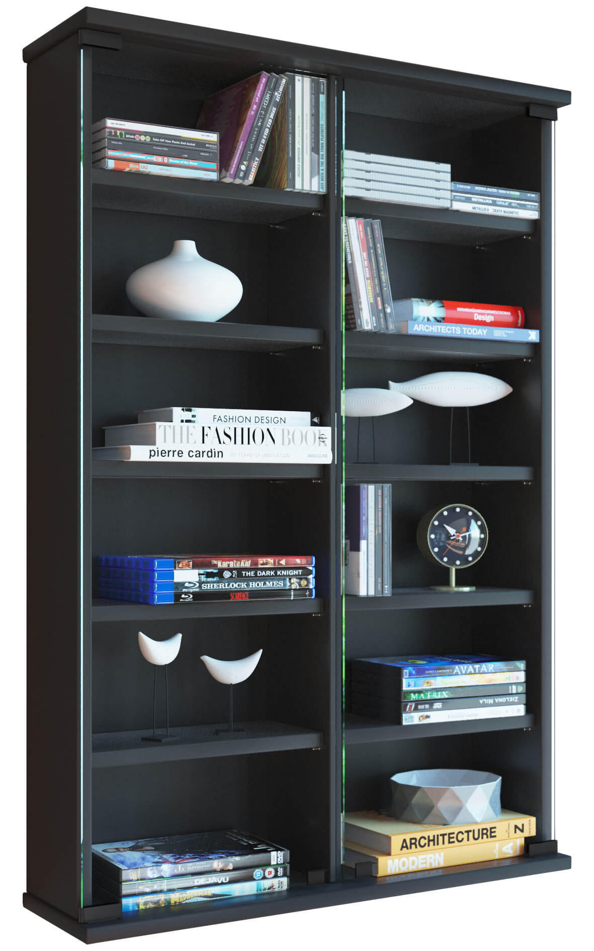 CD-REGAL Schwarz  - Schwarz, KONVENTIONELL, Glas/Holzwerkstoff (60/91,5/18cm) - MID.YOU