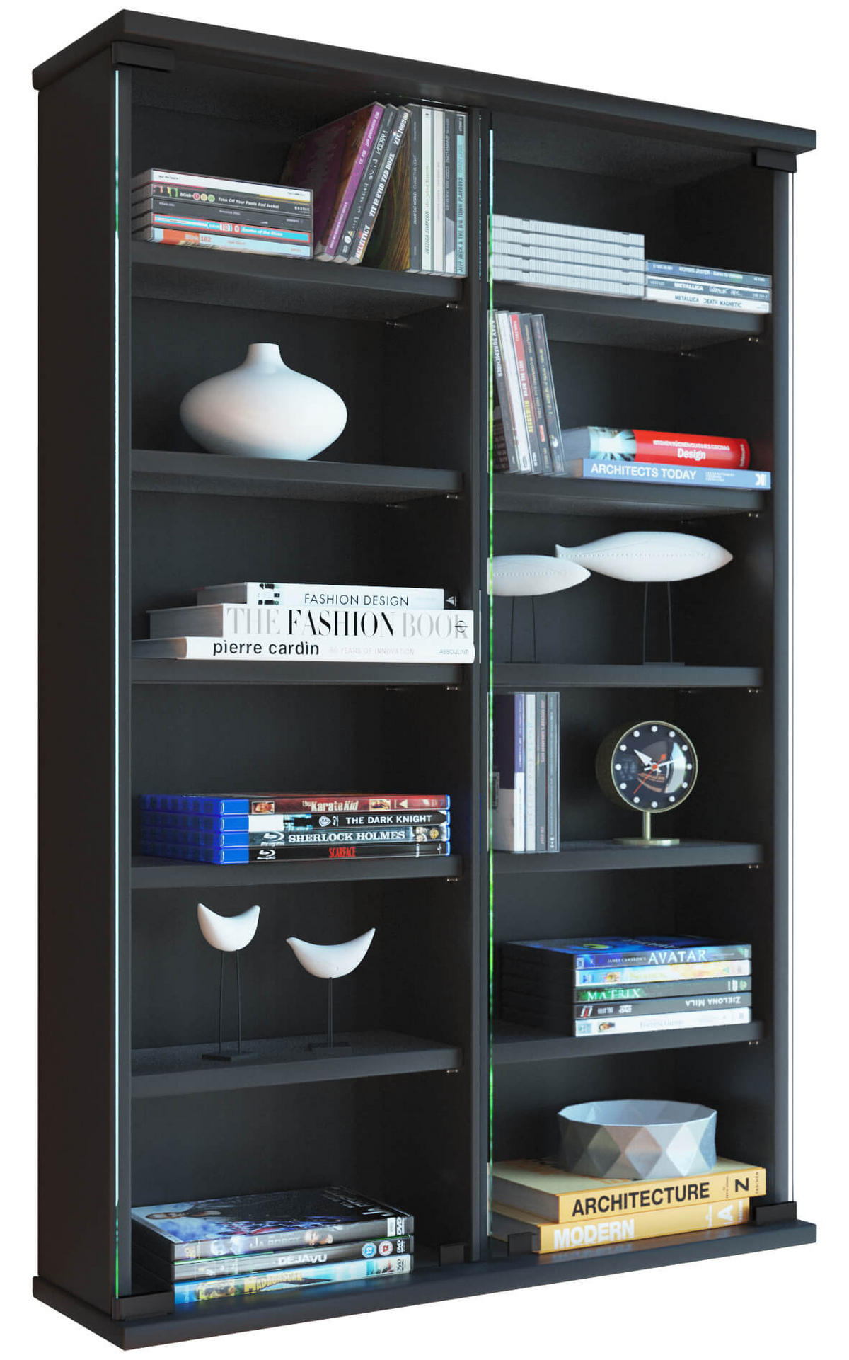 CD-REGAL - Schwarz, Konventionell, Glas/Holzwerkstoff (60/91,5/18cm) - MID.YOU