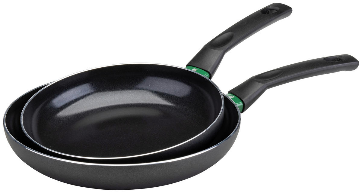 SADA PÁNVÍ, 24+28 cm, vrstva z keramiky, 2dílné - černá/zelená, Basics, kov (24+28cm) - Chefkoch+Fackelmann