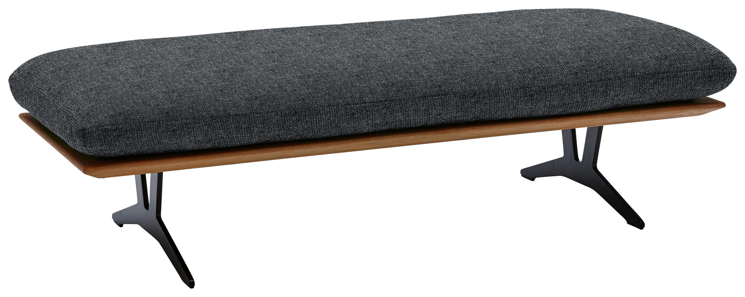 HOCKERBANK in Holz, Textil Dunkelgrau  - Dunkelgrau/Schwarz, Design, Holz/Textil (150/43/60cm) - Dieter Knoll