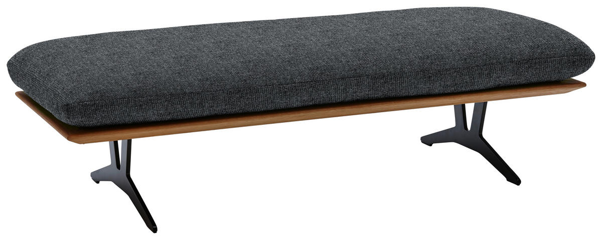 HOCKERBANK in Holz, Textil Dunkelgrau  - Dunkelgrau/Schwarz, Design, Holz/Textil (150/43/60cm) - Dieter Knoll
