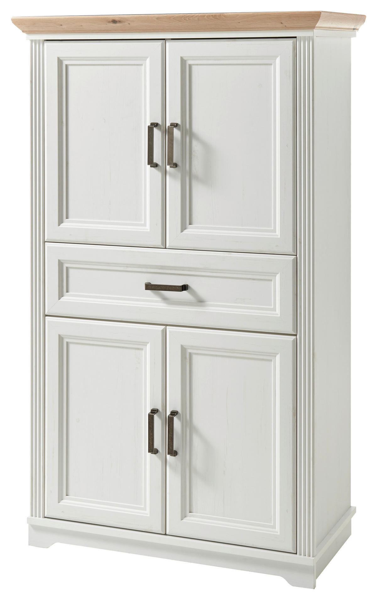 MIDISCHRANK 83/138/43 cm  - Eichefarben/Silberfarben, LIFESTYLE, Holzwerkstoff/Kunststoff (83/138/43cm) - Livetastic