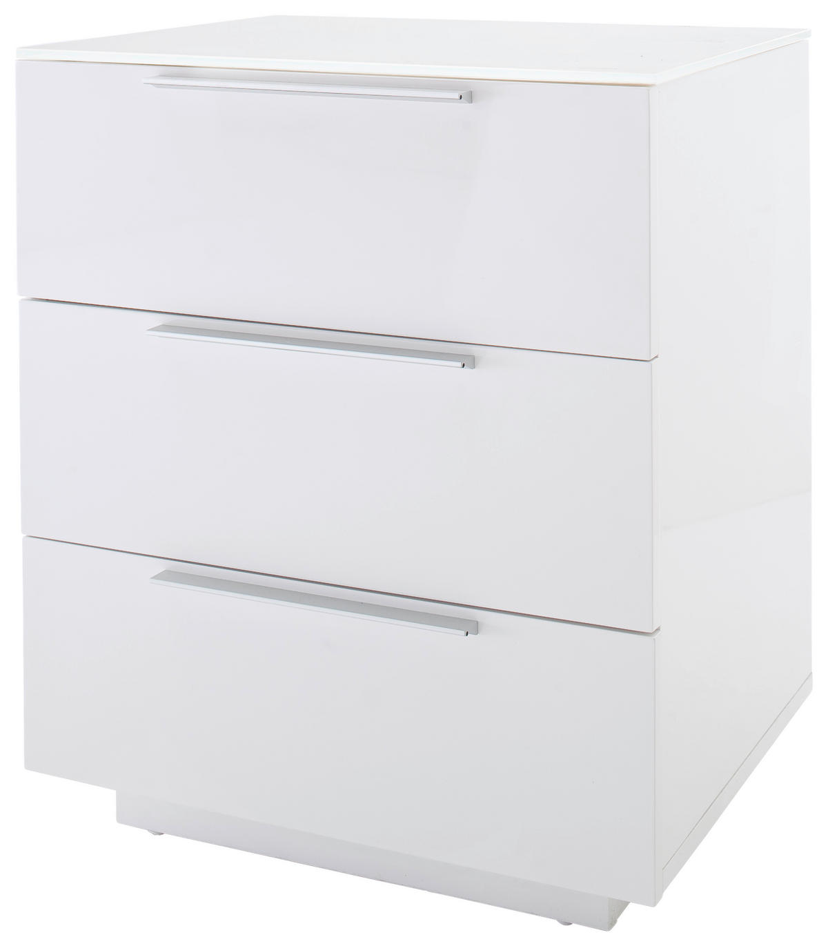 NACHTSCHRANK 50/60/40 cm  - Weiß Hochglanz/Alufarben, Basics, Glas/Holzwerkstoff (50/60/40cm)