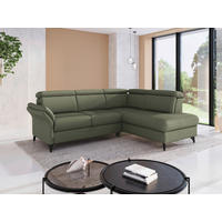 ECKSOFA GLENDALE E Olivgrün Flachgewebe Kopfteilverstellung  - Schwarz/Olivgrün, KONVENTIONELL, Textil/Metall (247/193cm) - Sit & More