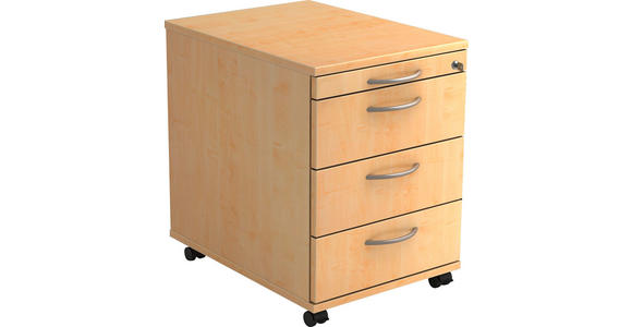 ROLLCONTAINER 42,8/59/56 cm  - Ahornfarben/Alufarben, KONVENTIONELL, Holzwerkstoff/Kunststoff (42,8/59/56cm) - Venda