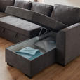 WOHNLANDSCHAFT inkl.Funktionen Dunkelgrau Webstoff  - Dunkelgrau/Schwarz, Design, Kunststoff/Textil (205/311/160cm) - Xora