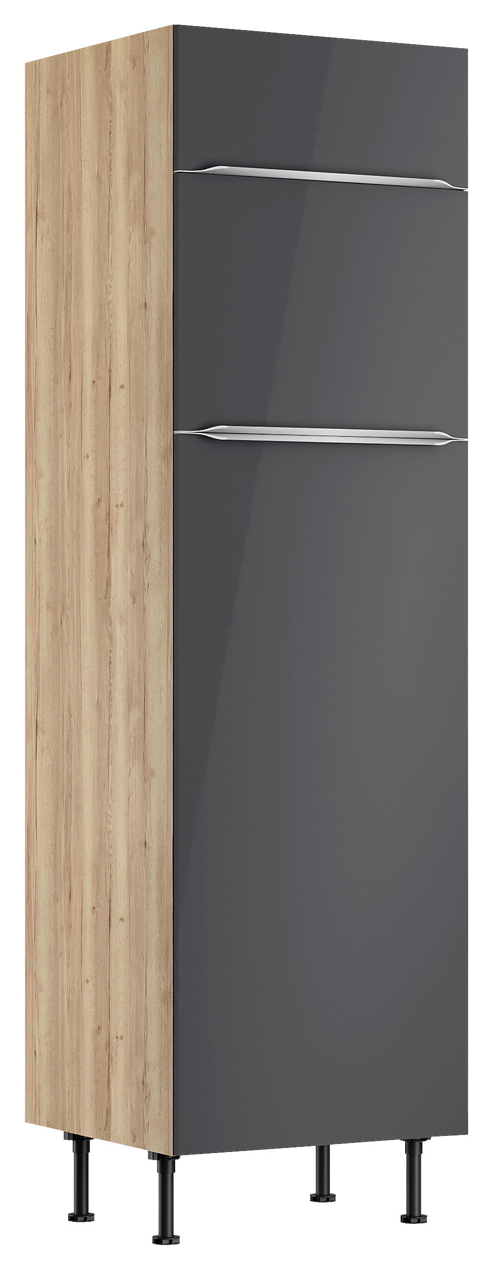 GERÄTEUMBAUSCHRANK 60/211,8/58,1 cm  in Anthrazit, Wildeiche  - Wildeiche/Edelstahlfarben, Basics, Holzwerkstoff/Metall (60/211,8/58,1cm) - Optifit