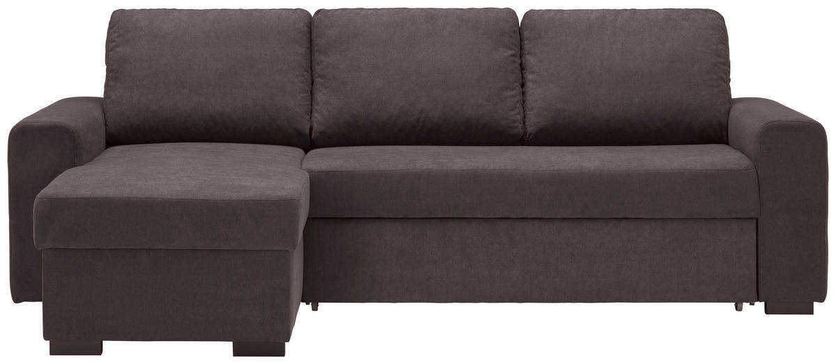 ECKSOFA inkl.Funktionen Dunkelgrau Webstoff  - Dunkelgrau/Schwarz, Design, Textil (245/160cm) - Xora