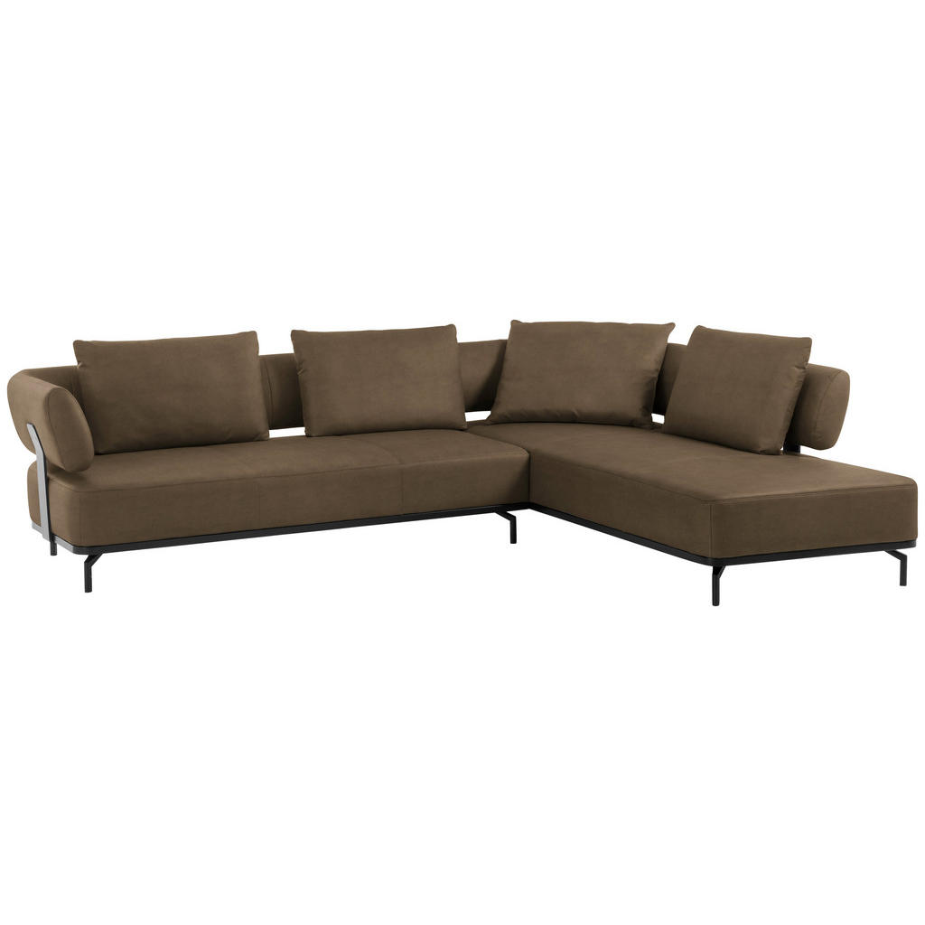 Thumbnail - Dieter Knoll Ecksofa Palio, Braun, Leder, Echtleder, Longlife-Leder, 3-Sitzer, Füllung: Polyurethan (Pur), Ottomane rech...