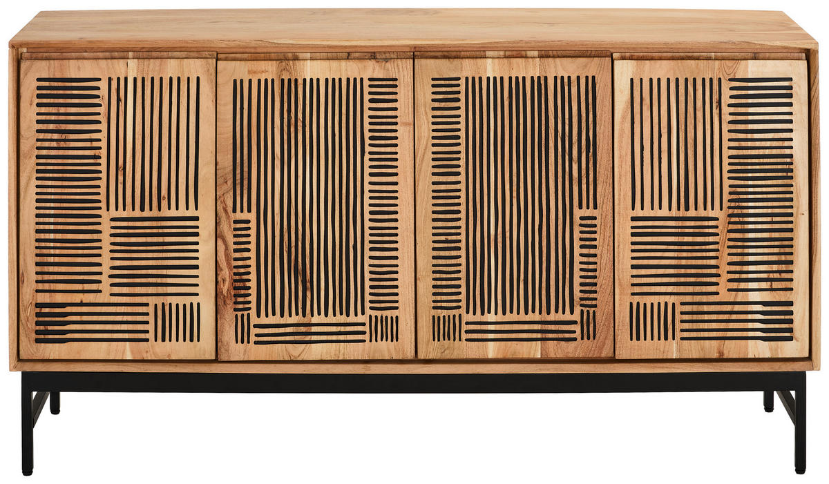 SIDEBOARD  160/85/40 cm  - Schwarz/Akaziefarben, KONVENTIONELL, Holz/Metall (160/85/40cm) - Livetastic