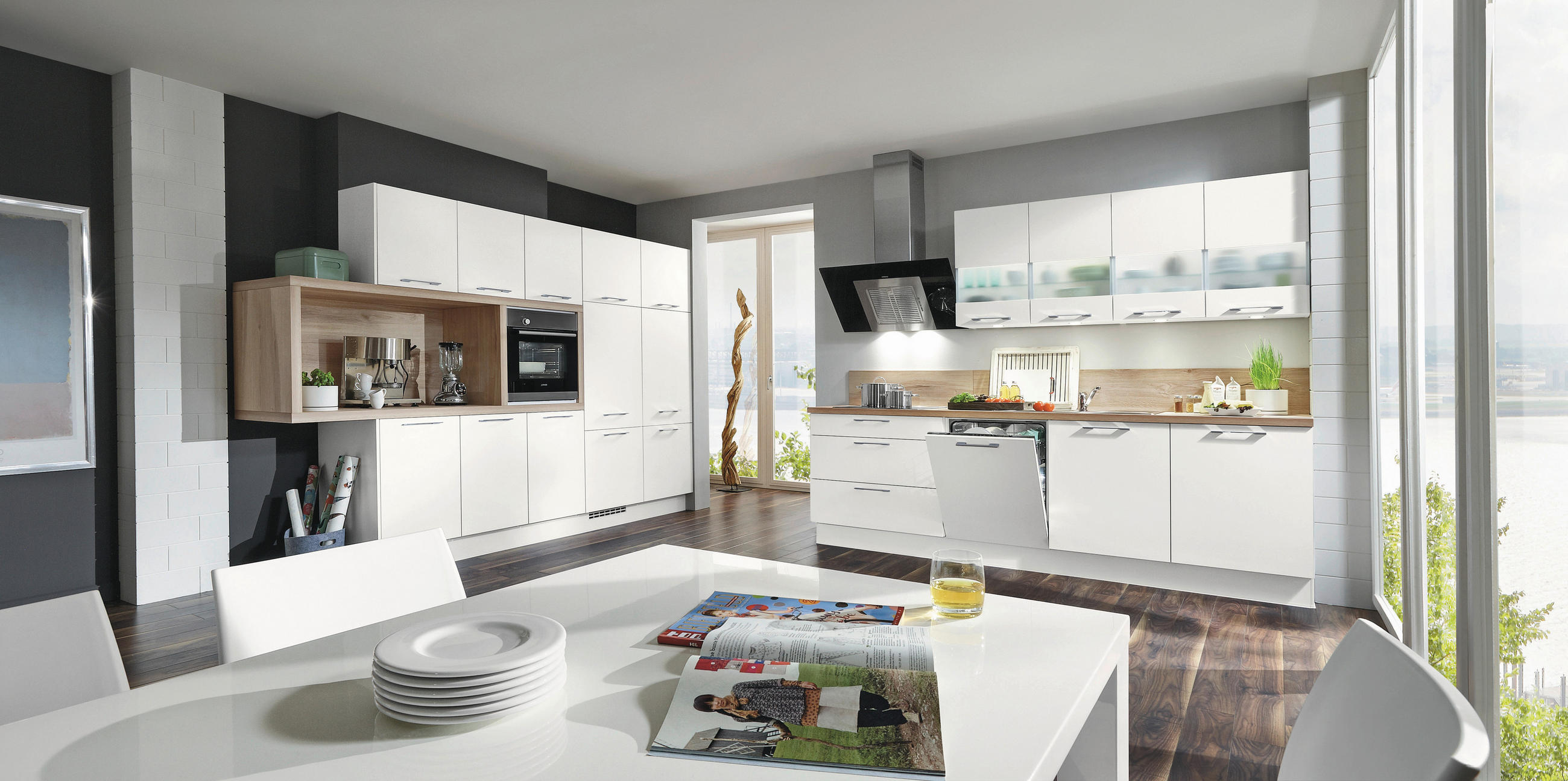 KUCHYNĚ NA MÍRU SILVIO - bílá/barvy dubu, Design, kompozitní dřevo - Celina