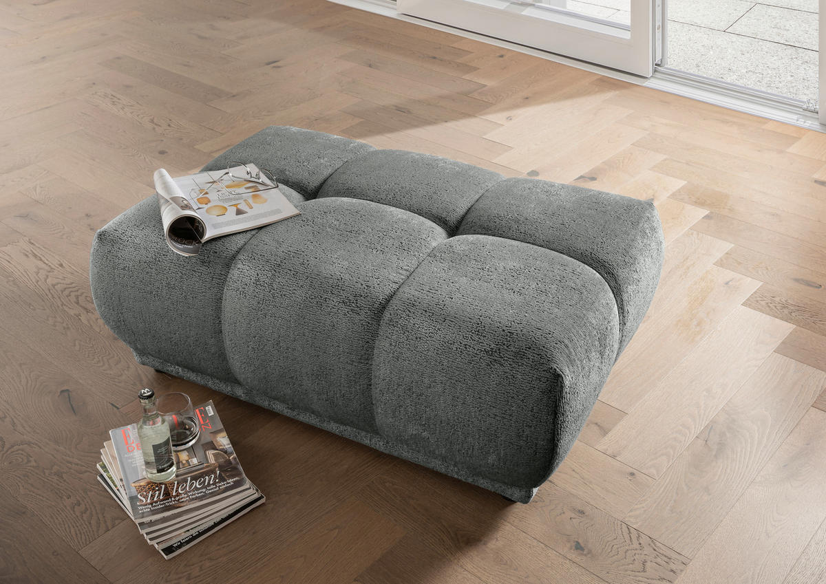 ECKSOFA ITALIA in Chenille Anthrazit  254/203 cm  - Anthrazit/Schwarz, MODERN, Kunststoff/Textil (254/203cm) - Livetastic